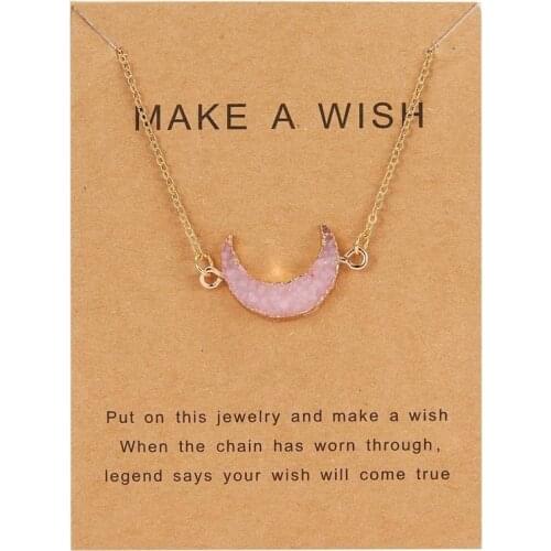 1PC Multicolor Moon Charm Pendant Necklace Crescent Imitation Natural Stone Choker Necklace Fashion Jewelry Female Gift