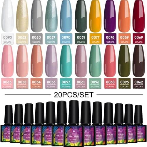 10/20Pcs 8ml Gel Nail Polish Kit Semi Permanent Varnish Kit Base Top Coat Nail Art Set For Gel Varnishes Nail Tools Sets