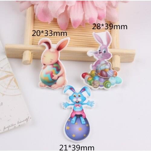 10pcs/lot Kawaii flat back resin Easter rabbit and eggs planar resin cabochons accessories