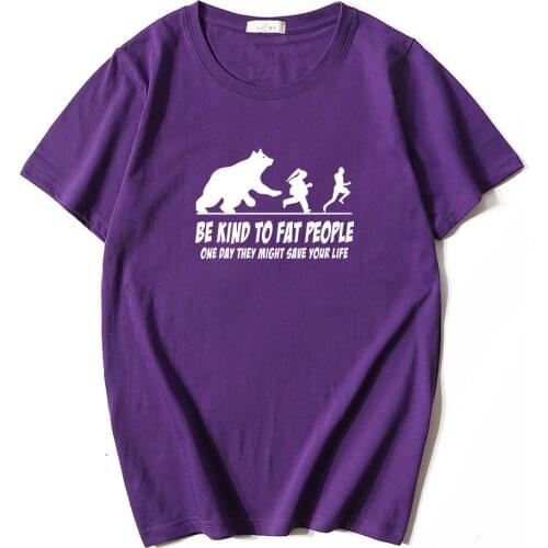 2021 Summer O-Neck Mens t-shirt BE KIND TO FAT PEOPLE Funny Printing 100% Cotton Mens Short Sleeve t-shirt Tops Streetwear
