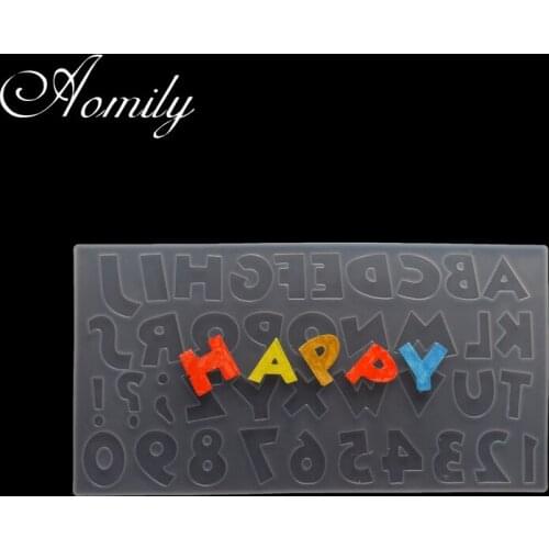 Aomily Silicone Resin Epoxy Mold Alphanumeric Punctuation Decoration Making Cake Molds Cookie Chocolate Mold Baking Tools