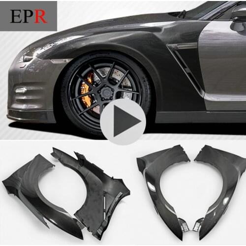 Car-styling For Nissan GTR R35 2017 MY17 OEM Carbon Fiber Front Fender(Air vents not included) Glossy Fibre Wheel Flare Body Kit