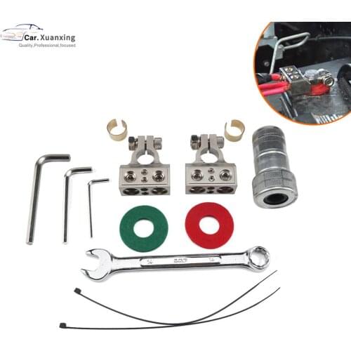 Car Battery Chuck Pile Positive Negative Terminal Clamp Zinc alloy Connector Pearl Nickel Plating Universal InstallGear 0/4/8