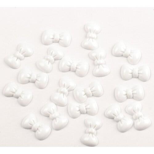 50Pcs White Bowknot Resin Decoration Crafts Kawaii Bead Flatback Cabochon Scrapbook DIY Accessories Buttons