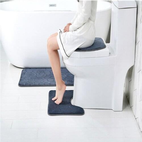 Household Bathroom Non-Slip Mat Three-Piece Absorbent Carpet Floor Mat Bedroom Bathroom Thick Quick-Drying Toilet Seat