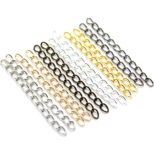 100pcs 50mm 5 Colors Extended Chains Tail Extender Jewelry Findings Connector For Jewelry Making Necklace Bracelet Accessories