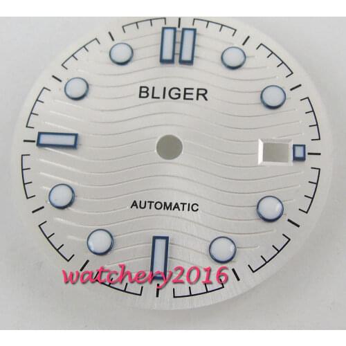 30.8mm Bliger Watch White Dial fit Luminous 2836 2824 2813 3804 Miyota 82 Series movement