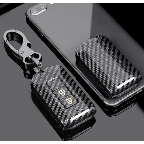 Carbon Fiber ABS Car Key Case For Mitsubishi Outlander Lancer 10 Pajero Sport ASX RVR L200 Smart Remote Fob Cover Auto Keychain
