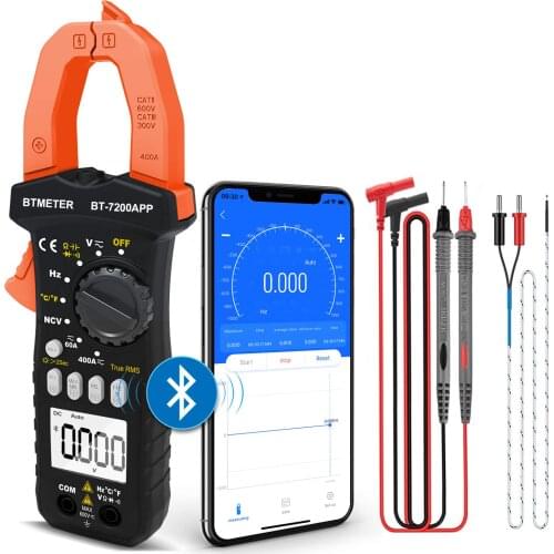 BTMETER Digital Clamp Meter BT-7200APP DC AC Current Auto Range True RMS Temperature Capacitance NCV Ohm Tester Multimeter