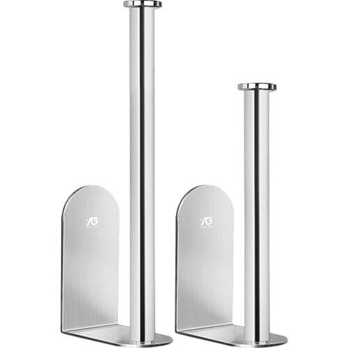 Stainless Steel Toilet Paper Holder, Kitchen Roll Tissue Stand Organizer - Silver