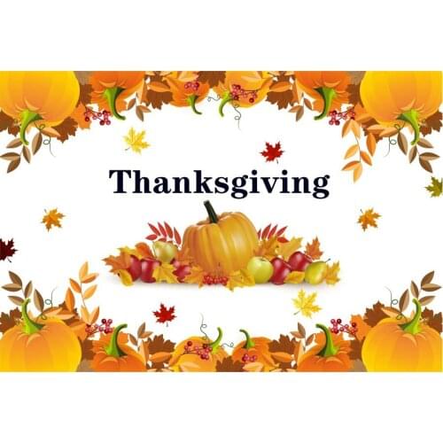 Pumpkins and Maple Leaves Thanksgiving Backdrop Photography Background Baby Shower Celebration Photo Booth Studio Decor