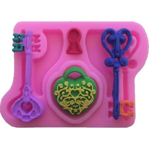 Love Lock Key Liquid Silicone Fondant Cake Mold M130