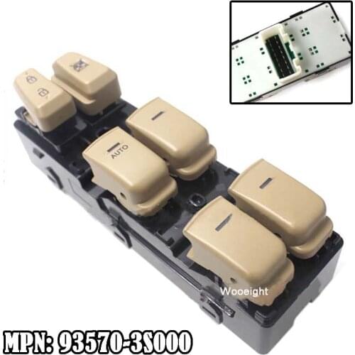 Wooeight 93570-3S000 Beige Electric Front Power Window Master Switch Fit for Hyundai Sonata 2011 2012 2013 2014 Car Replacement
