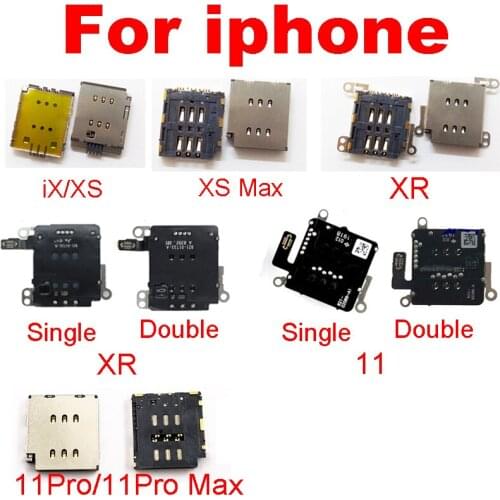 Sim Card Tray Socket Slot Adapter Connector Reader Flex Cable For iPhone X XR XS 11 Pro Max Container Holder Replacement Parts