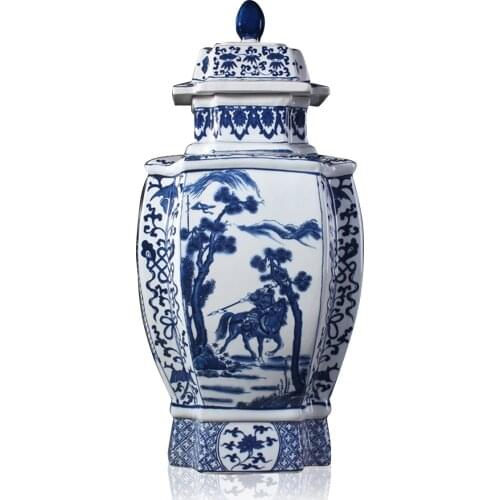 Jingdezhen Ceramics Ginger jar New Chinese Style Antique Hand-painted porcelain temple jar blue and white landscape pattern