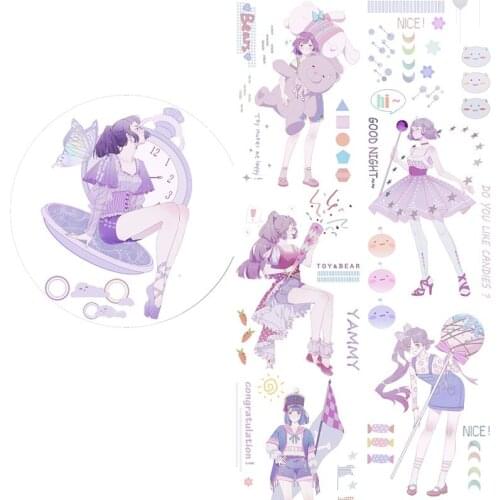 Happy Jumping Pink Girls Washi Tapes Bullet Journal Masking Tape Adhesive Tape DIY Scrapbooking Washi Stickers