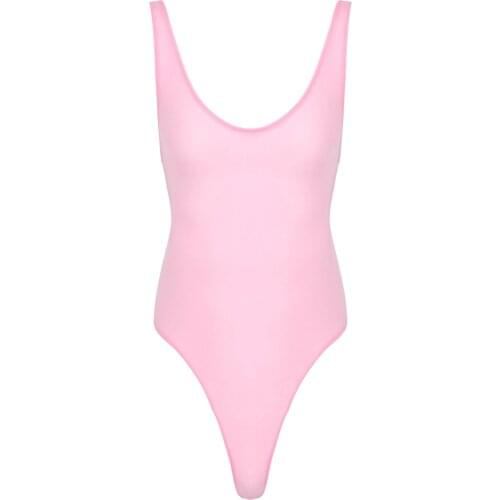 Mens Gay One-piece Teddy Lingerie Sexy Deep U Neck Sleeveless Skinny Bodysuit Sissy Ultra-Thin High Cut Thong Leotard Nightwear