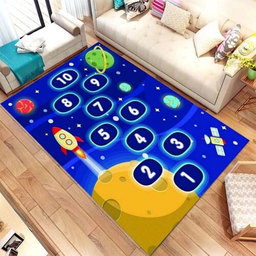 Space And Hopscoth Pattern Carpet, Modern Rug, Area Rug, 3d Print Carpet, Non Slip Flor Carpet, Kids Room Rugs, Awesome Rugs