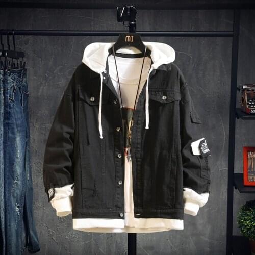 2021 Pink Black Green Jeans Jacket Men Slim Streetwear Ripped Denim Jacket Hoodie Men Hip Hop Bomber Jacket Homme Autumn