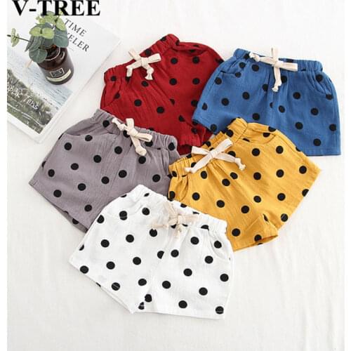 2020 Summer Childrens Shorts Multi-color Shorts For Kids Polka Dot Boys Pants Girls Linen Shorts Toddler Casual Clothing