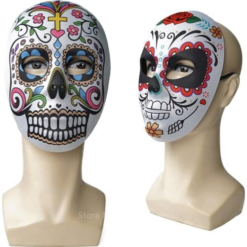 Day of The Dead Mask Adult Kids Scary Gothic Punk Men Halloween Party Cosplay Costume Props Skull Women Fashion Face Masks Fancy
