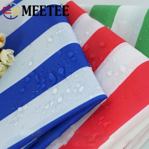 Meetee 100/200x150cm 210D Stripe Canvas Fabric Waterproof Oxford Cloth Sunscreen Rain Thin Awning Beach Material DIY Accessories