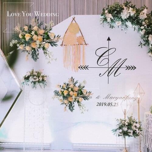 Simulation road guide Welcome background board decoration Corner flower arrangement Wedding flower decoration Arch flower arrang