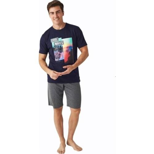 Mode Collection Printed Short-Sleeved Mens Short Set