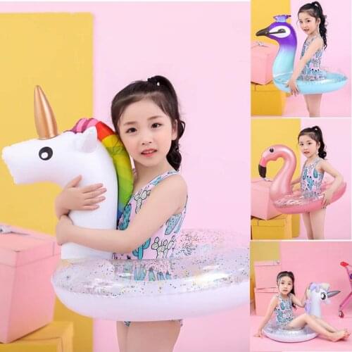 Cartoon Inflatable Flamingo Kids Baby Swimming Ring Summer Beach Party Pool Toys Swimming Circle Pool Float Seat Accessories