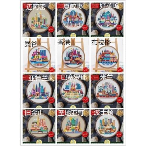 Color round city 1 Counted Cross Stitch color Aida DIY Chinese Cross Stitch Kits Embroidery Needlework Sets