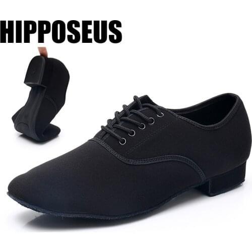 New Men Modern Dance Shoes Canvas Latin/Salsa/Tango/Ballroom Rubber/Soft Sole 2.5cm Heels Man Dancing Shoes for Men/Boys Black