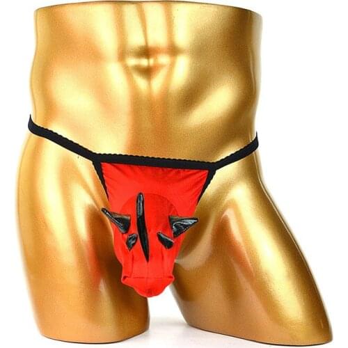 Novel Mens Animal Underwear Long Penis Shealth Sexy Mens Penis Pouch G String Thong Funny Underwear Men T-Back Panties Lingerie