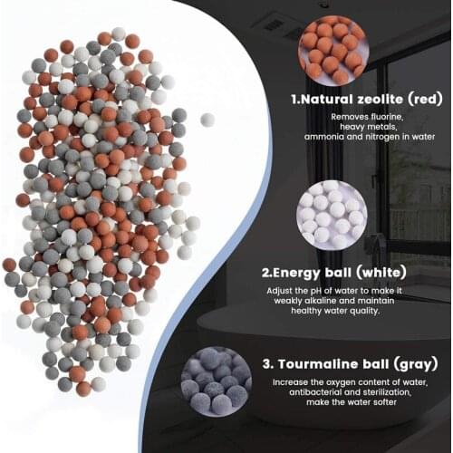 60g New SPA Mineral Balls Negative Ion Cleaning Water Purification Shower Head Replacement Bio-Active Mixed Stones Adjust PH