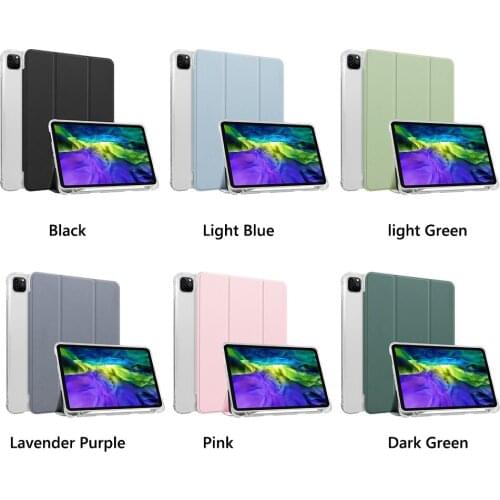 New Silicone Soft Tri-fold Protective Case Sleeve for iPad Pro 2021 11 inch Tablet Adjustable Folding Stand Shell Cover