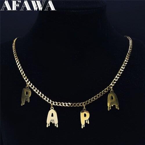 Punk PAPA Stainless Steel Necklace Chain for Women Gold Color Letter Chokers Necklace Jewelry colgantes mujer moda N7003PAPAS01