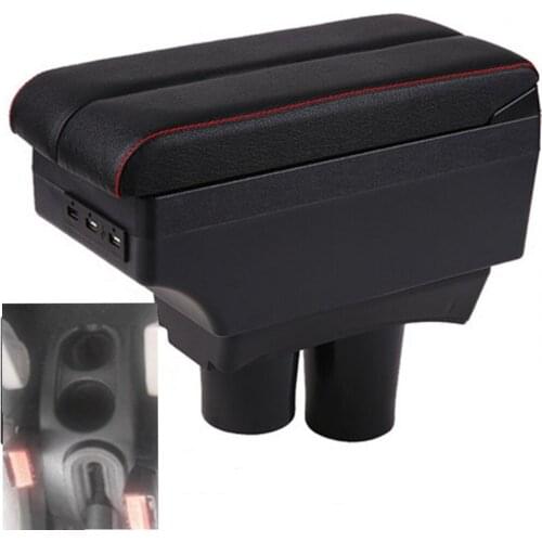 For Citroen C2 C3 armrest box USB Charging Double layer central Store content cup holder ashtray accessories