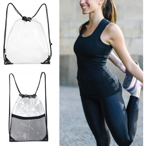 Clear Drawstring Bag Transparent PVC Stadium Approved Drawstring Backpack for Work Sports