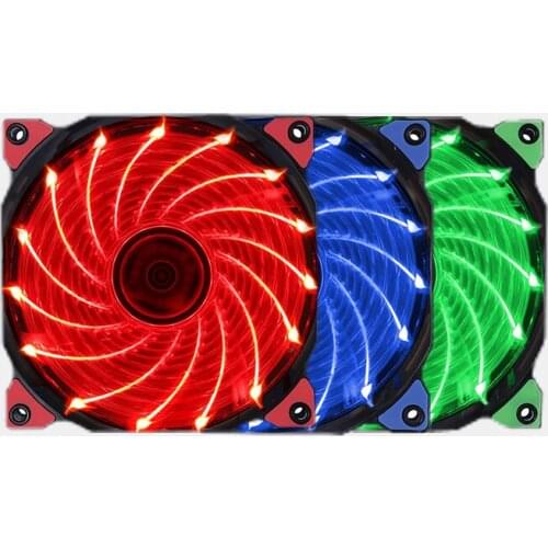 Segotep 15 LED Light 12CM Computer Case Fan Silent Red Blue Green White Color 41.2CFM 12V 4pin/4pin 120mm Hintsink