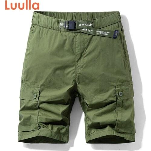 Luulla Mens 2020 Summer Casual Cargo Shorts Men Fashion Stretch Cotton Knee Length Loose Fit Shorts Homme Bermuda Trousers Men