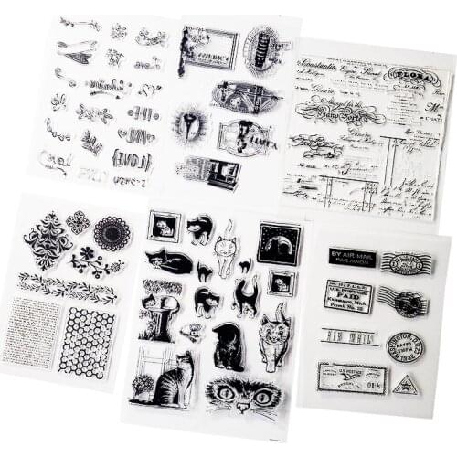 1 Pack/lot Silicon Clear Stamp Cat Lace Scenic Word Art Stamp DIY Scrapbooking Card Making Decoration Supplies