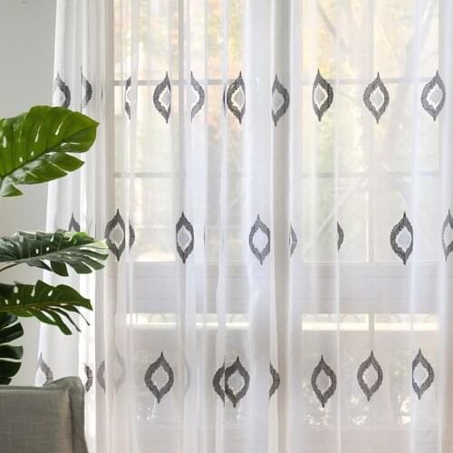 New Curtains For Living Dining Room Bedroom Modern Minimalist White Embroidery Curtain Modern Tulle Fashion Fabric Customization