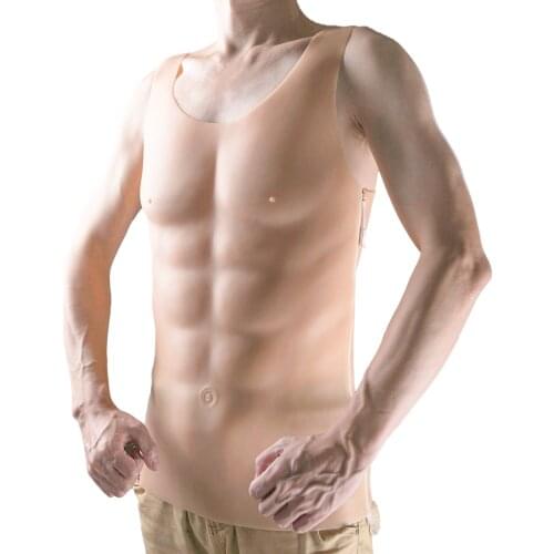 1750g Zipper easy to wear fake silicone fake chest Muscle-fitting silicone breast prosth esis muscle hunk Muscle pack a chest