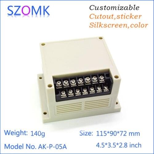 Standard din rail plastic enclosure with terminal block (10 pcs) 115*90*72mm szomk electronics control enclosure din plastic box