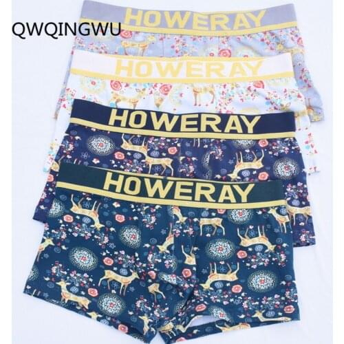 4PCS/Lot Underwear Men Boxers Underpants Sexy Print ManS Pants For Men Cuecas Trunk Shorts Man Masculinas Calzoncillos Boxers
