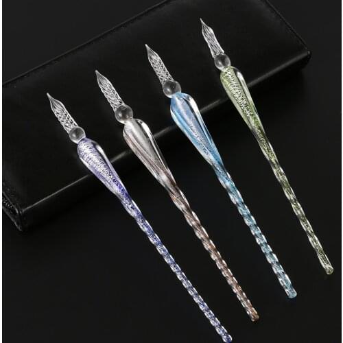1PC Vintage Glass Drip Fountain Pen Dip Dipping Pen Signature Filling Ink Fountain Pen School Office Writing Supplies