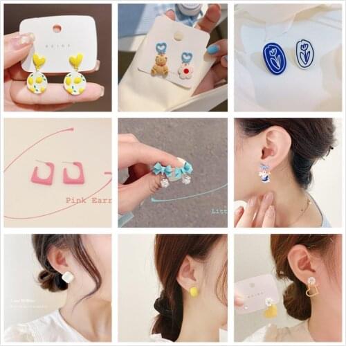 Vintage Geometric Earrings Set For Women Punk Strawberry Love Flower Dangle Drop Earrings 2021 Trend Set of Earrings Jewelry