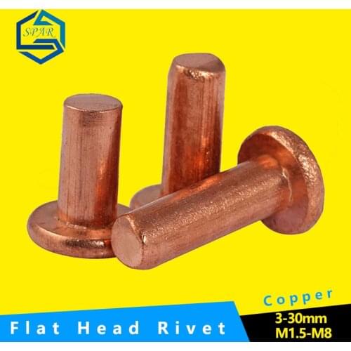 [M1.5 M2.0 M2.5 M3 M4 M5 M6 M8] Copper Solid Rivets Knock Flat Head Rivet Flat Head Copper Rivets Solid Brass Rivet GB109