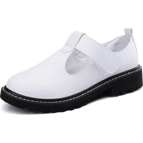 Women Casual Shoes Flat Platform Autumn Spring Hook & Loop Fashion Leather Female Waliking Sneakers Slip On Plus Size 35-42