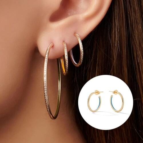 AIDE 2021 Trend Jewelry Gift Y2K 925 Sterling Silver Stud Earring for Women Zircon Enamel Hook Piercing Hanging Earring Joyero