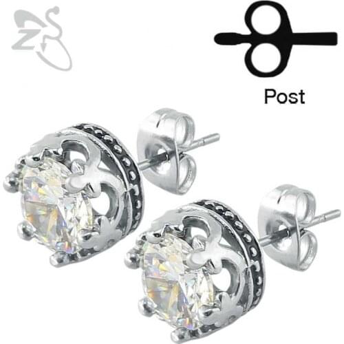 ZS 1 Pair Luxury Pin Earrings Stud Earrings For Women Cubic Zircon Design Piercing High Polish Ear Studs Earrings Pin Jewelry